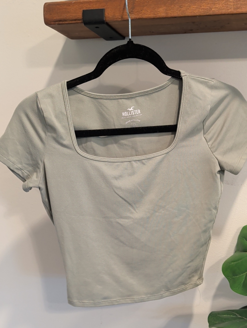 Hollister Sage Green Square Neck Crop Top